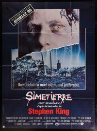 5s923 PET SEMATARY French 1p '90 Stephen King's best selling thriller, cool graveyard image!