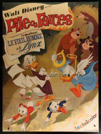 5s925 PILE OU FARCES French 1p '60s Disney cartoon, Donald Duck with nephews & Ludwig von Drake!
