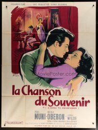 5s961 SONG TO REMEMBER French 1p R50s romantic art of Cornel Wilde & Merle Oberon by Grinsson!