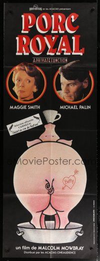 5s740 PRIVATE FUNCTION French door panel '85 Michael Palin, Maggie Smith, wacky pig artwork!