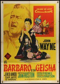 5s158 BARBARIAN & THE GEISHA Italian 1p '58 John Huston, Nistri art of John Wayne & Eiko Ando!