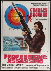 5s211 MECHANIC Italian 1p '72 great different Avelli art of Charles Bronson with sniper rifle!