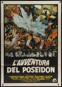 5s223 POSEIDON ADVENTURE Italian 1p '73 art of Gene Hackman & cast escaping by Mort Kunstler!