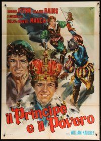 5s225 PRINCE & THE PAUPER Italian 1p R63 different Nino art of Errol Flynn & The Mauch Twins!
