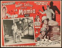 5s477 ABBOTT & COSTELLO MEET THE MUMMY Mexican LC '55 Bud & Lou in border + Lou inset with monster