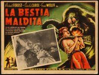 5s494 BEAST FROM HAUNTED CAVE Mexican LC '59 Roger Corman, border art of monster with victim!