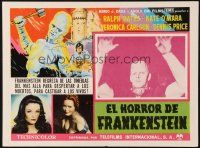 5s553 HORROR OF FRANKENSTEIN Mexican LC '71 Hammer horror, cool border art & inset of the monster!