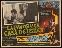 5s556 HOUSE OF USHER Mexican LC '60 c/u of men grabbing stricken Vincent Price!