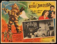 5s563 INVISIBLE BOY Mexican LC '57 great c/u of Richard Eyer & Robby the Robot + cool border art!