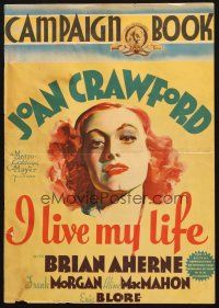 5s046 I LIVE MY LIFE pressbook cover '35 wonderful artwork of pretty Joan Crawford!