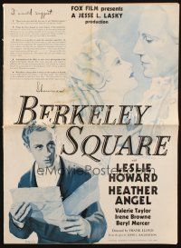 5s009 BERKELEY SQUARE pressbook '33 Leslie Howard travels back in time to the American Revolution!