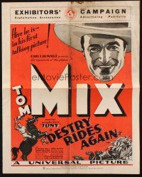 5s026 DESTRY RIDES AGAIN pressbook '32 artwork of cowboy Tom Mix in his first talking picture!