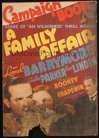 5s031 FAMILY AFFAIR pressbook '37 Lionel Barrymore as Judge Hardy, first Andy Hardy!