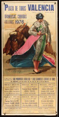 5s298 PLAZA DE TOROS VALENCIA Spanish '76 matador bullfighting art by Jose Cros Estrems!