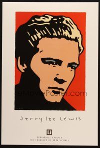 5s403 JERRY LEE LEWIS 2-sided 14x21 music poster '97 Schwab artwork of rock 'n' roll piano player!