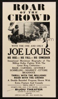 5s419 ROAR OF THE CROWD special 10x17 '30s documentary of slugger Joe Louis, boxing!