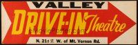 5s275 VALLEY DRIVE-IN THEATRE special 7x22 sign '60s cool arrow image pointing the way!