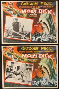 5s455 MOBY DICK 3 Mexican LCs '56 John Huston, Gregory Peck, border art of the giant whale!