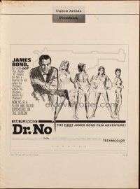 5s030 DR. NO pressbook '62 Sean Connery as 1st James Bond, great Al Hirschfeld newspaper ad!