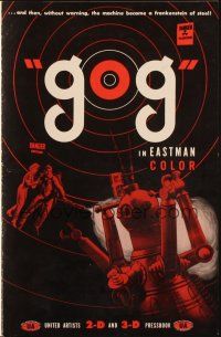 5s037 GOG pressbook '54 sci-fi, wacky Frankenstein of steel robot destroys its makers!