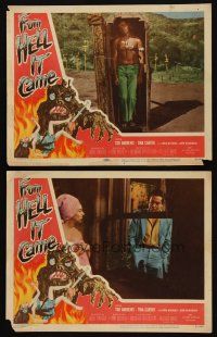 5t927 FROM HELL IT CAME 2 LCs '57 Tod Andrews & sexy girl wearing only a towel, wacky art & images!