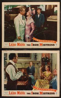 5t935 IRON MISTRESS 2 LCs '52 great images of Alan Ladd as Jim Bowie and gorgeous Virginia Mayo!