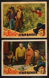 5t937 KID RANGER 2 LCs '36 cool cowboy western images of Bob Steele, w/ Barclay, King, Farnum!