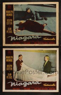 5t949 NIAGARA 2 LCs '53 sexy Marilyn Monroe, w/ Joseph Cotten and with dead body in morgue!