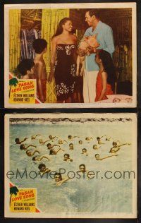 5t953 PAGAN LOVE SONG 2 LCs '50 sexy Esther Williams swimming & w/ Howard Keel holding pig!