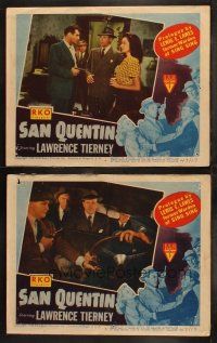 5t965 SAN QUENTIN 2 LCs '47 Lawrence Tierney, Barton MacLane, Raymond Burr, cool film noir art!