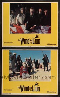 5t995 WIND & THE LION 2 LCs '75 Sean Connery with sword, smiling Brian Keith directed by Milius!