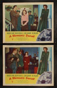 5t997 WOMAN'S SECRET 2 LCs '49 Maureen O'Hara, Melvyn Douglas, Grahame, Nicholas Ray film noir!