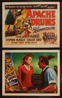 5t055 APACHE DRUMS 8 LCs '51 Val Lewton's last, cool images of Stephen McNally & Coleen Gray!