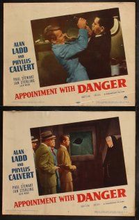 5t059 APPOINTMENT WITH DANGER 8 LCs '51 cool images of Alan Ladd & sexy Phyllis Calvert, film noir!