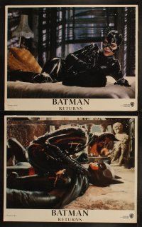 5t069 BATMAN RETURNS 8 LCs '92 best portrait of sexy Michelle Pfeiffer as Catwoman, Tim Burton