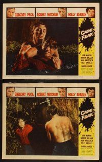 5t119 CAPE FEAR 8 LCs '62 Gregory Peck, Robert Mitchum, Polly Bergen, classic film noir!