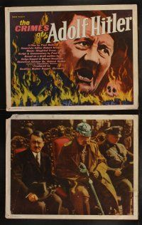 5t150 CRIMES OF ADOLF HITLER 8 LCs '61 German documentary, title card art of flaming swastika!