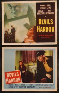 5t173 DEVIL'S HARBOR 8 LCs '54 cool TC artwork of Richard Arlen over London Bridge, Greta Gynt!