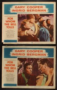 5t226 FOR WHOM THE BELL TOLLS 8 LCs R57 romantic c/u of Gary Cooper & Ingrid Bergman, Hemingway!