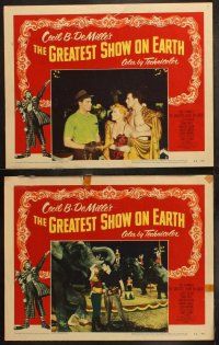 5t254 GREATEST SHOW ON EARTH 8 LCs '52 Cecil B. DeMille circus classic, Charlton Heston, Stewart!