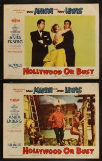 5t276 HOLLYWOOD OR BUST 8 LCs '56 wacky Dean Martin & Jerry Lewis w/sexy Anita Ekberg!