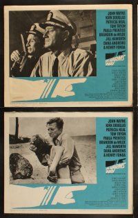 5t294 IN HARM'S WAY 8 LCs '65 John Wayne, Kirk Douglas, Otto Preminger, great Saul Bass border art!