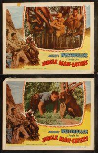 5t318 JUNGLE MAN-EATERS 8 LCs '54 Johnny Weissmuller as Jungle Jim, Karin Booth!