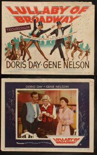5t357 LULLABY OF BROADWAY 8 LCs '51 art of Doris Day & Gene Nelson in top hat and tails!