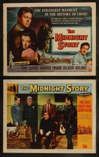 5t389 MIDNIGHT STORY 8 LCs '57 Tony Curtis in strangest San Francisco manhunt in crime's history!