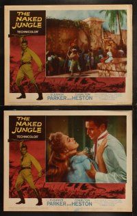5t412 NAKED JUNGLE 8 LCs R60 TC image of Charlton Heston with rifle, Eleanor Parker, George Pal!