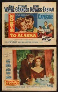 5t422 NORTH TO ALASKA 8 LCs '60 John Wayne & sexy Capucine on an adventure in the Yukon!