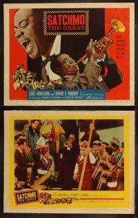 5t493 SATCHMO THE GREAT 8 LCs '57 wonderful image of Louis Armstrong playing his trumpet & singing!