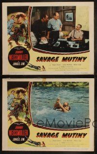5t826 SAVAGE MUTINY 4 LCs '53 art of Johnny Weissmuller as Jungle Jim, cool image of panther!