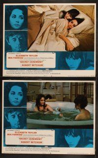 5t690 SECRET CEREMONY 8 LCs '68 Elizabeth Taylor, Mia Farrow, Robert Mitchum!